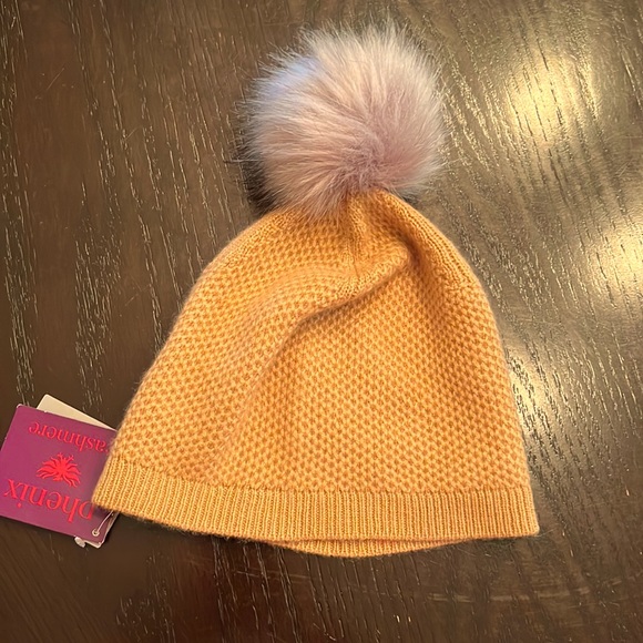 Phenix Accessories - Phenix  100% Cashmere Pom Pom Hat cognac brown